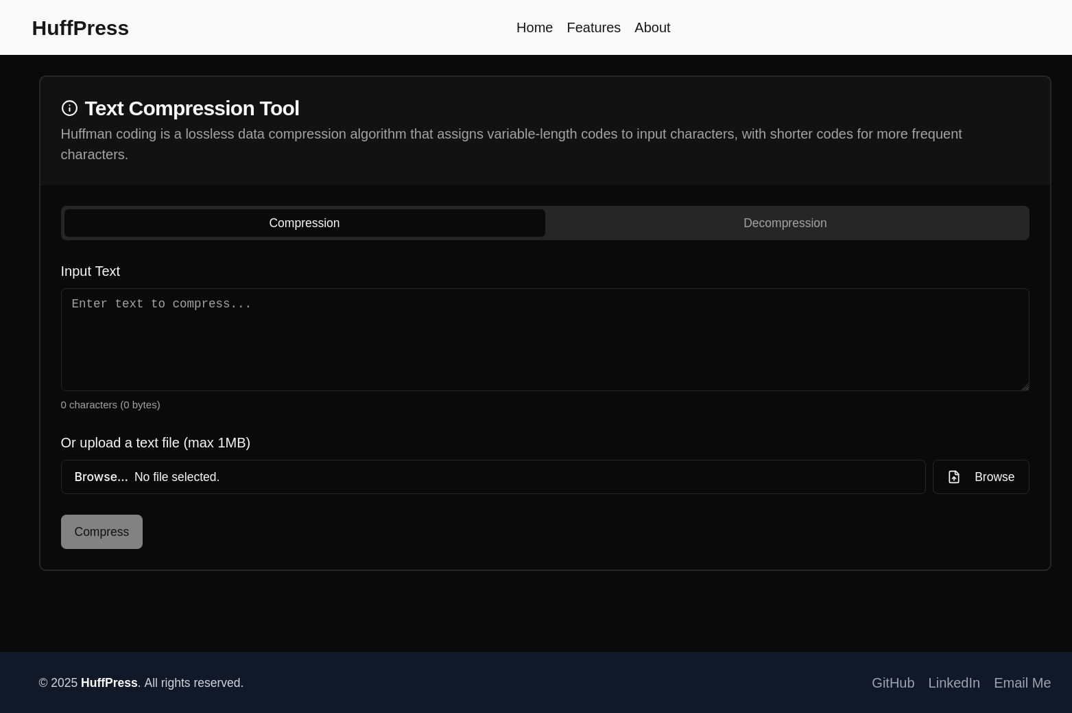 Huffman Code Generator Screenshot